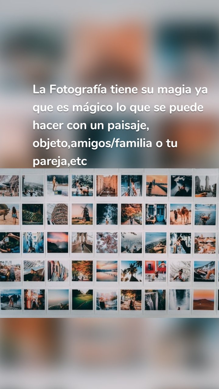 La Fotografía tiene su magia ya que es mágico lo que se puede hacer con un paisaje, objeto,amigos/familia o tu pareja,etc 
